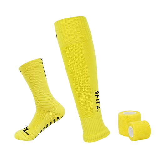 Player Pack Grip Socks + Leg Sleeves + Bandage Tape Yellow