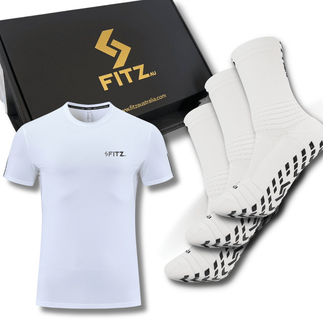 Workout Pack 3 Grip Socks and 1 Free Active Shirt - Gift Box - FITZ AUSTRALIA